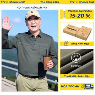  Áo Thun Nam Trung Niên Dài Tay Cao Cấp Chuẩn Hàng Nhập Áo Thu Đông Có Cổ Tặng Bố Chất Đẹp Không Xù Vải 