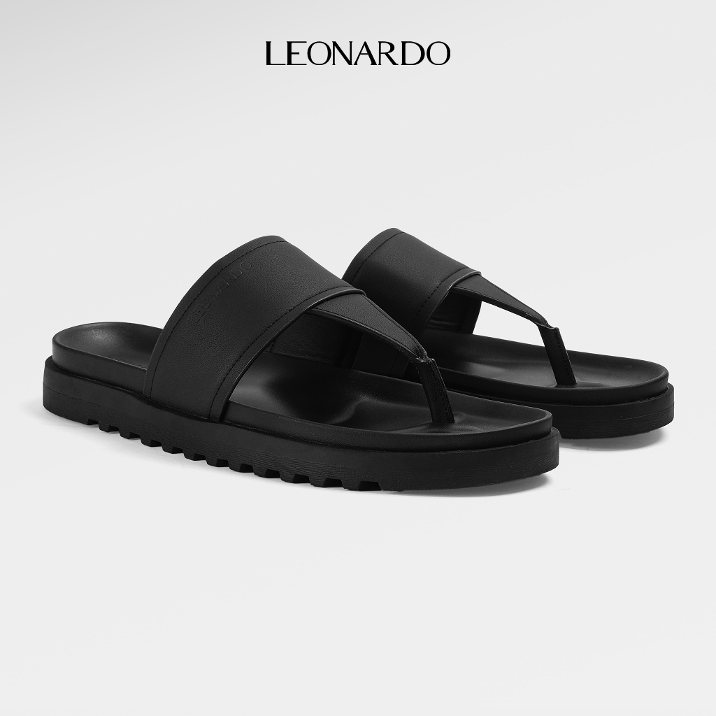 Dép Da Nam Leonardo Captain Dép Xỏ Ngón Nam Da Microfiber Cao Cấp Đế Êm Ái Phong Cách Tối Giản Màu Đ