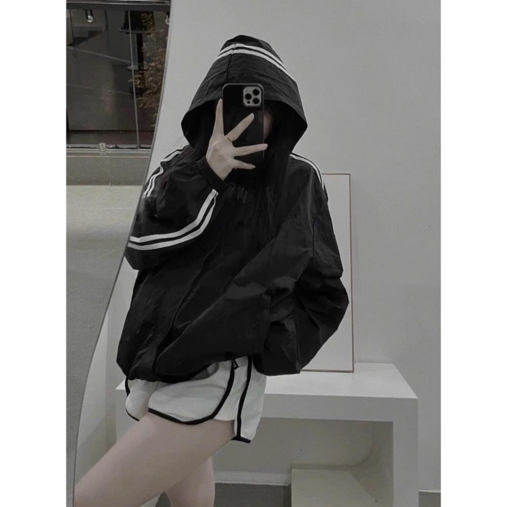 Áo khoác gió nữ, Áo gió thời trang có kẻ sọc tay - Wanghu Boutique