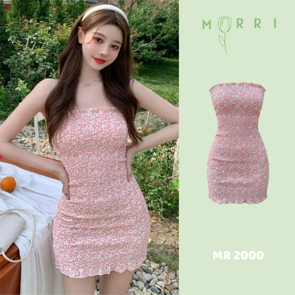 Đầm Ống Nhún Thân Hoa Nhí Bánh Bèo Ôm Body Cực Xinh NV2000