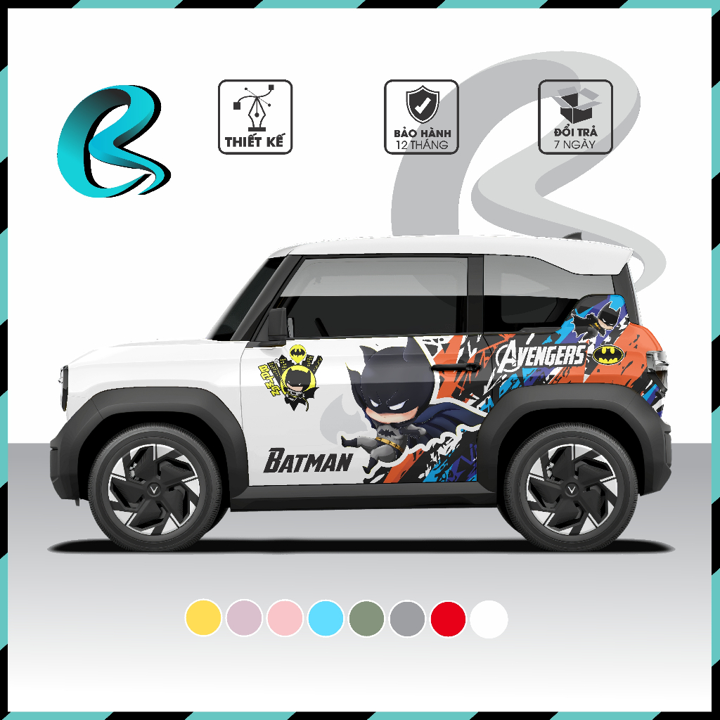 Tem Dán Xe VF3 - Decal CB Dán Xe - Tem 2 Bên Sườn- Batman