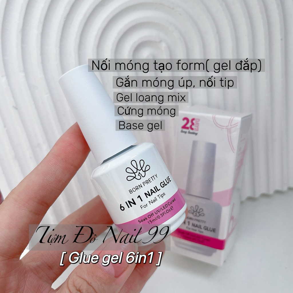 Gel 6in1 nail Glue chính hãng, Gel đa năng 6 trong 1 úp móng siêu nhanh - chai 15ml