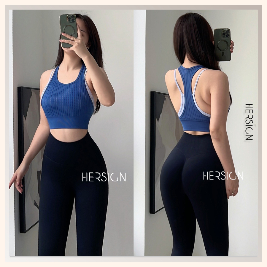 HERSIGN Đồ tập gym nữ Set tập yoga nữ Áo bra kép quần legging SMIXBS125L19A BST HERSIGN CORELYNE