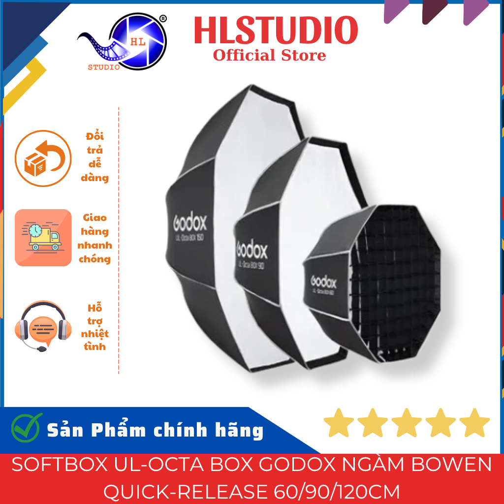 Softbox UL-Octa Box Godox Ngàm Bowen Quick-Release 60/90/120cm HL Studio