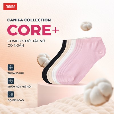 Combo 5 tất nữ CANIFA cổ ngắn tới mắt cá chân chất liệu cotton pha mềm mịn PS25 6AX25A001
