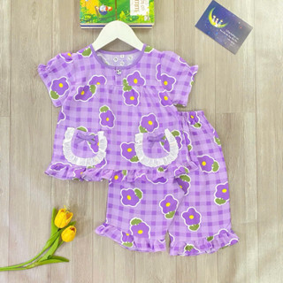  9-36kg Đồ Bộ lanh mặc nhà BÉ GÁI quần lửng 