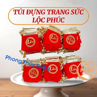 Túi Nhung Chữ Phúc Lộc rút dây 7 x 9 đựng Xu, Trang Sức, Đồ Phong Thủy