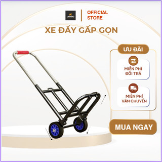 Xe đẩy hàng, xe kéo hàng gấp gọn inox tải trọng 65kg bánh xoay tiện lợi