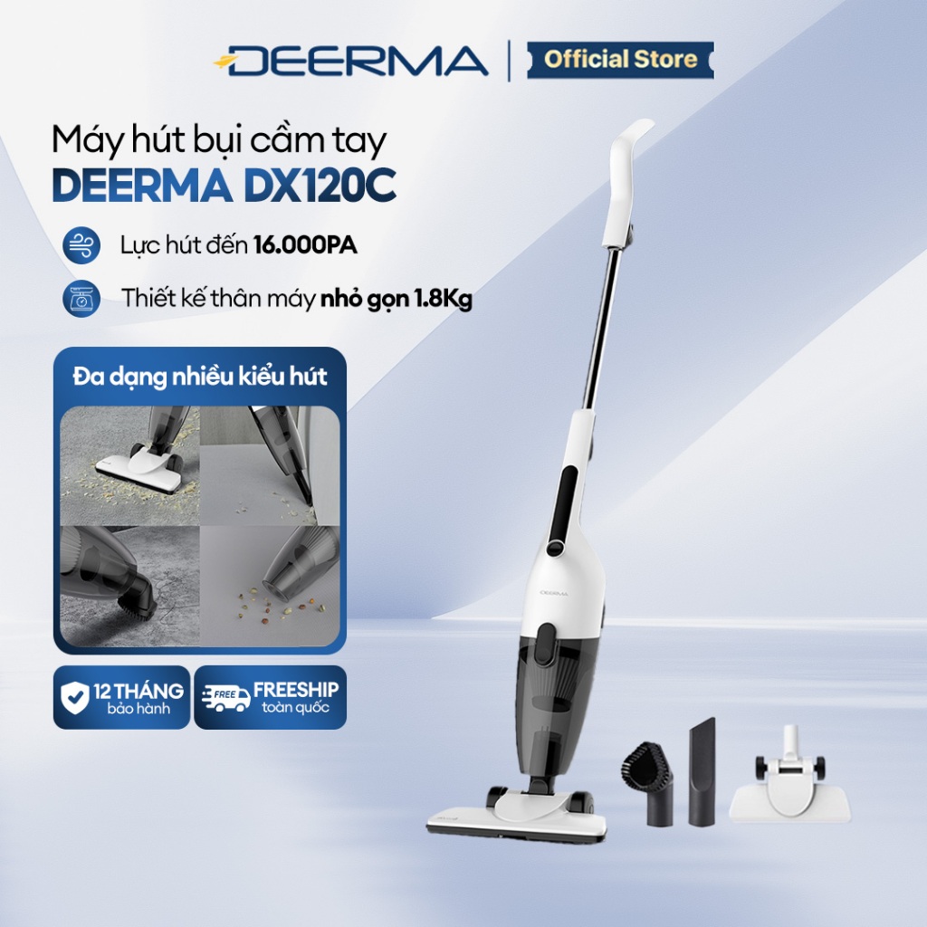 [Deerma x Hannah] Máy hút bụi cầm tay Deerma DX120C lực hút 16000pa, công suất 600W phiên bản 2025 - Bảo hành 12 tháng