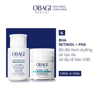   Obagi x Hannah Olala  Bộ đôi Kem dưỡng tái tạo da Retinol + PHA 50ml và Toner Tẩy tế bào chết BHA 148ml 