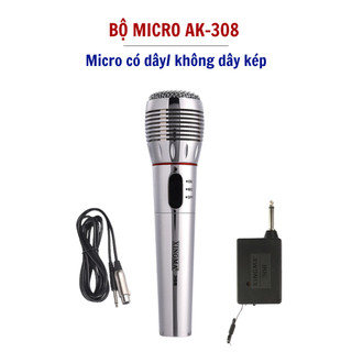  Micro Không Dây AK-308,Chuyển Đổi Sang Có Dây Tiện Lợi,Công Nghệ 2 Màng Lọc Âm Tốt 