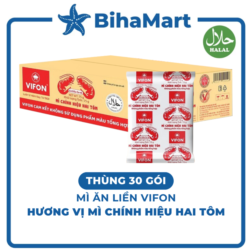 [THÙNG 30 GÓI] - VIFON - Mì Vifon chính hiệu hai con tôm, mì hai tôm Vifon, mì Vifon hai con tôm, mì