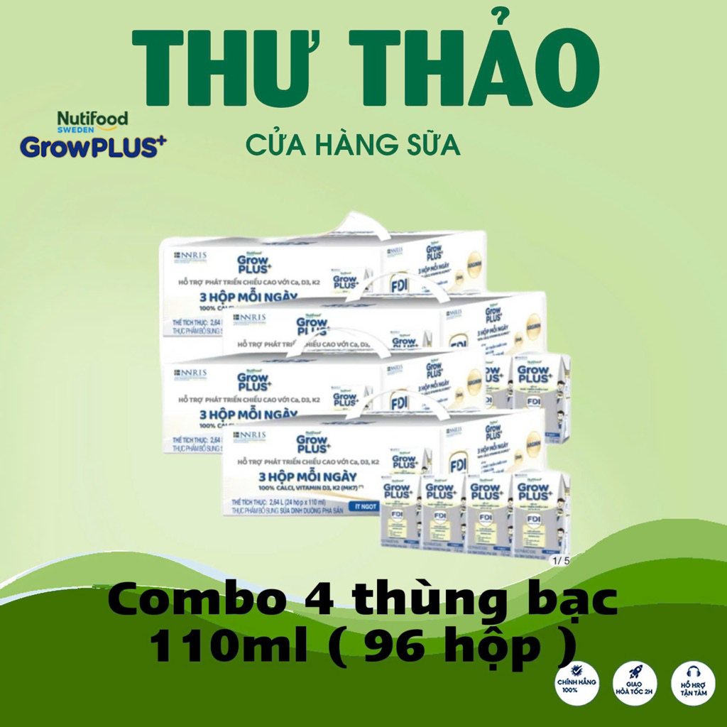[ COMBO 4 THÙNG BẠC 110ml ]SỮA PHA SẴN GROW PLUS+ BẠC HỖ TRỢ CHIỀU CAO