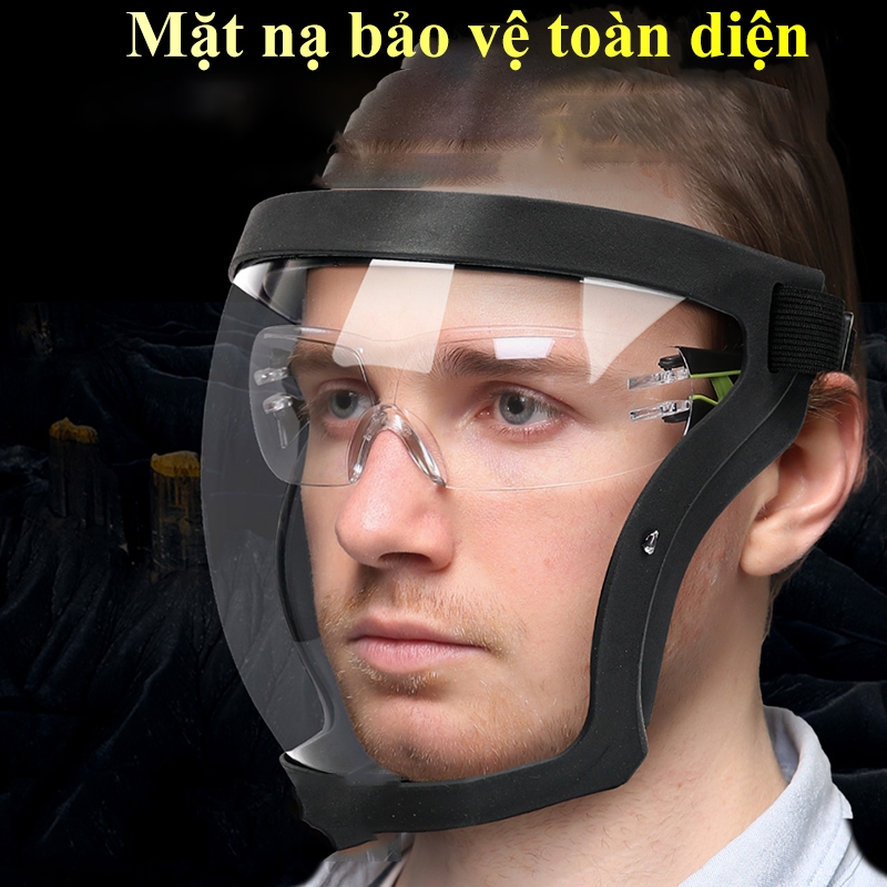 Mặt nạ bảo hộ toàn mặt BTOOL silicon trong suốt vành đen xám chống cát bụi khói dầu chống tia bắn ôm