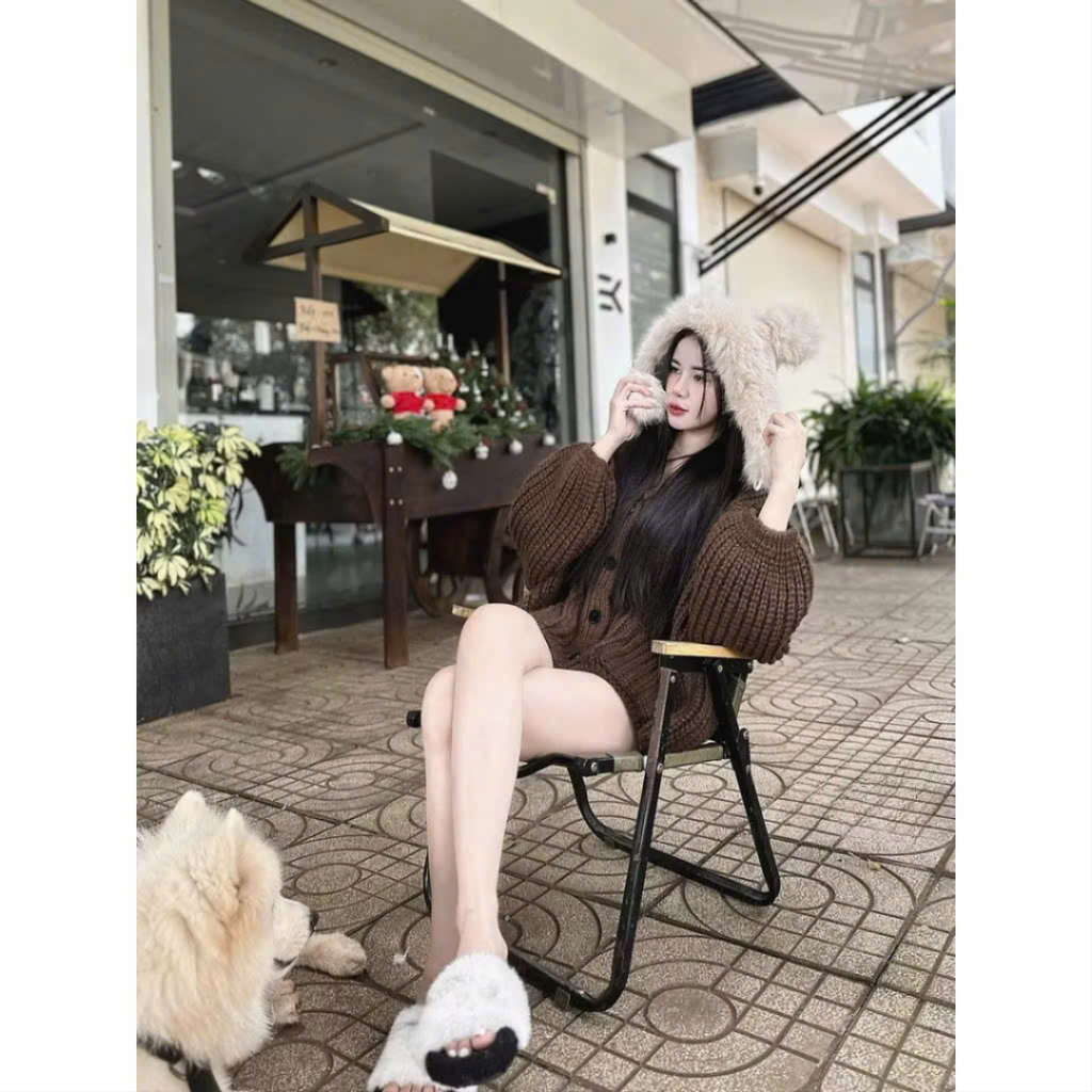 Áo khoác cardigan len thừng nữ tay bồng dài tay dáng dài thu đông | BigBuy360 - bigbuy360.vn