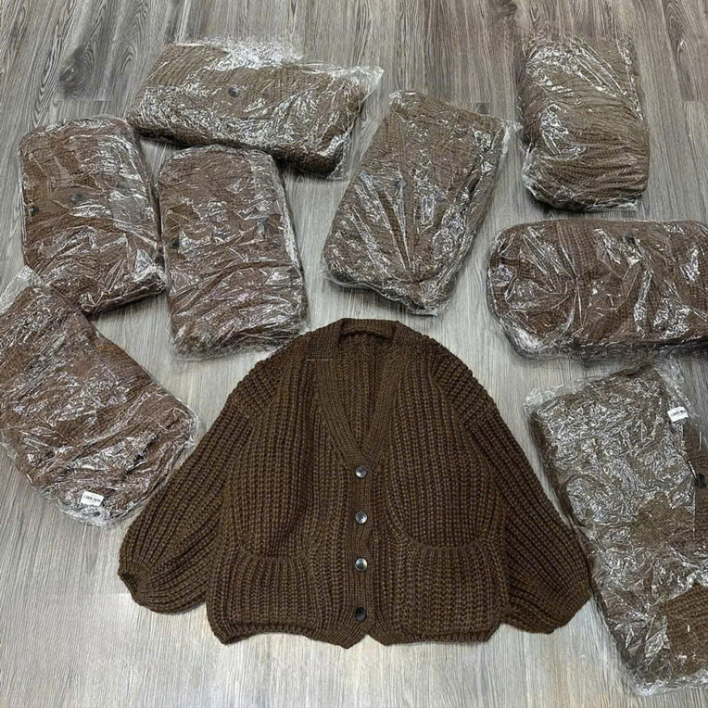 Áo khoác cardigan len thừng nữ tay bồng dài tay dáng dài thu đông | BigBuy360 - bigbuy360.vn
