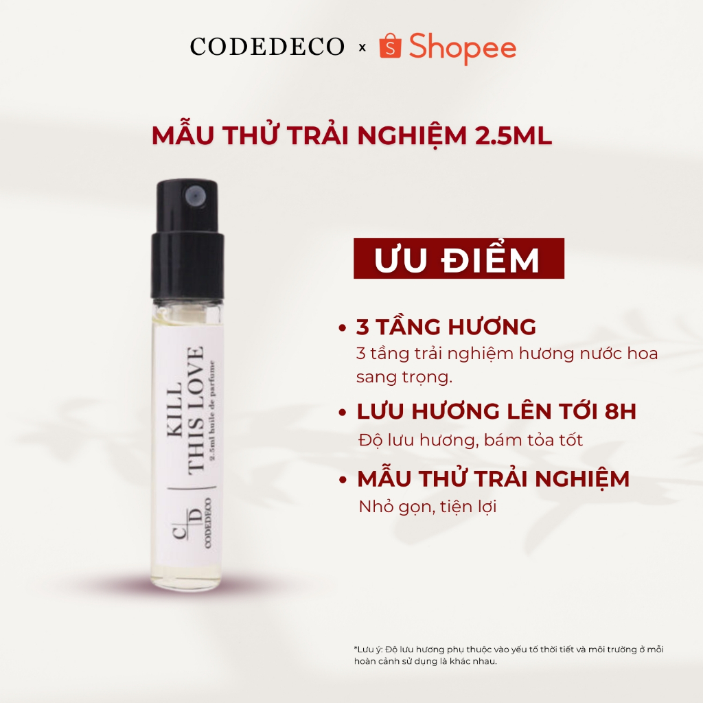 Tinh dầu nước hoa CODEDECO Kill This Love - Vial 2.5ml