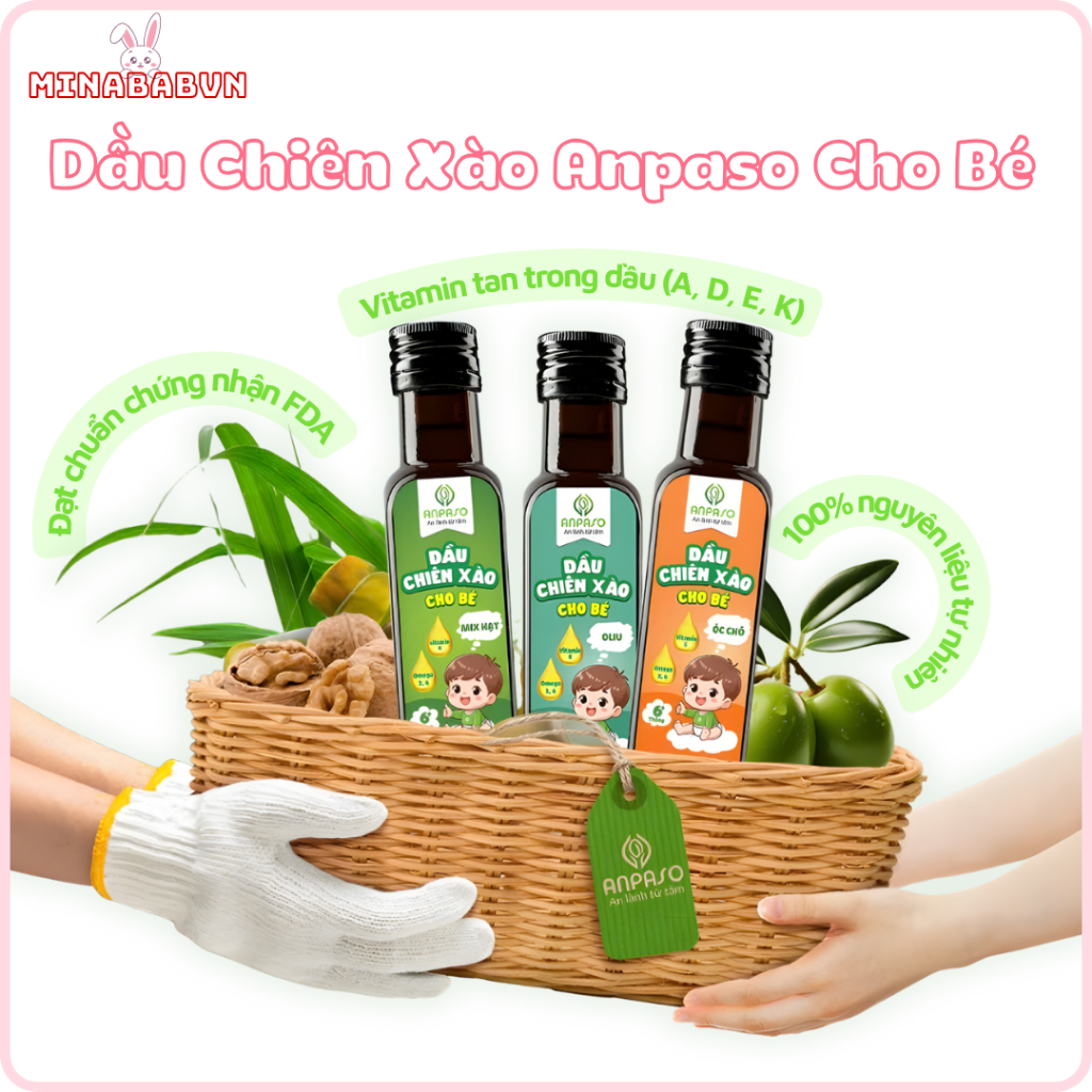 Dầu Chiên Xào Anpaso 100ml, Dầu Ăn Dặm Từ Hạt Dinh Dưỡng Cho Bé 6m+