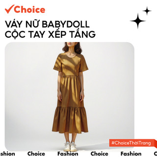 [Choice] Váy nữ babydoll cộc tay xếp tầng NH51 chất vải gân kèm yếm lót trong xinh xắn freesize