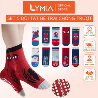  Set 5 Đôi Tất Vớ Bé Trai Siêu Nhân Batman Có Chống Trơn Trượt TE30 