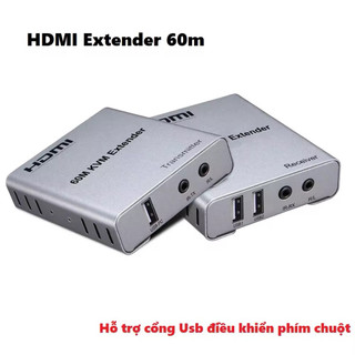 Bộ Kéo Dài HDMI-KVM 60m Qua Cáp LAN Cat6e – Có Audio L/R + USB Chuột Phím + Hồng Ngoại Remote