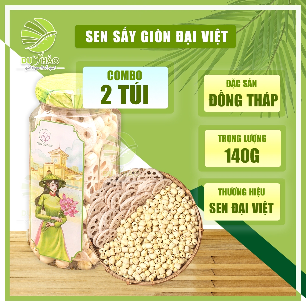 [COMBO 2 HỘP] Hạt sen sấy giòn không đường ăn liền, củ sen sấy truyền thống Hộp140g, đặc sản hạt sen