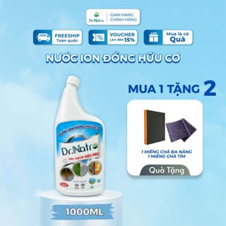  DrNatro Nước ion Đồng Hữu Cơ 1000Ml - Tẩy bề mặt gach dơ bẩn rong rêu  cặn canxi tặng cước tím và chà nhám 