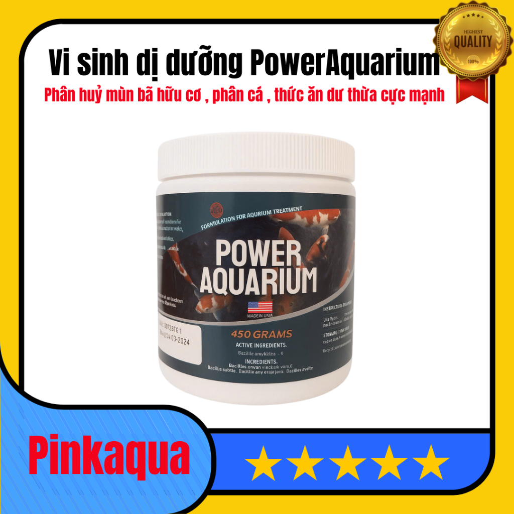 Vi sinh dị dưỡng siêu mạnh Power Aquarium phân hủy phân cá mùn bã hữu cơ cực nhanh