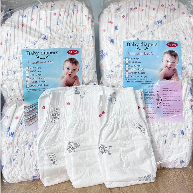 Bỉm quần/Bỉm dán 50/100 miếng Kích thước đa dạng S-5XL Cho làn da trẻ thơ thoáng khí & êm ái