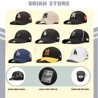 Bộ nón lưỡi trai LA mũ thời trang M.L.B - Mũ LA đa sắc phong cách logo thêu 3D form cứng