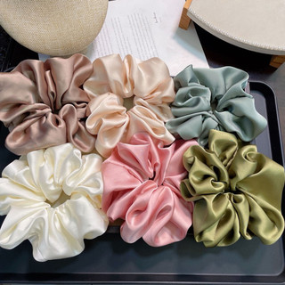 Scrunchies dây cột tóc vải chất phi lụa to siêu nhún 14cm