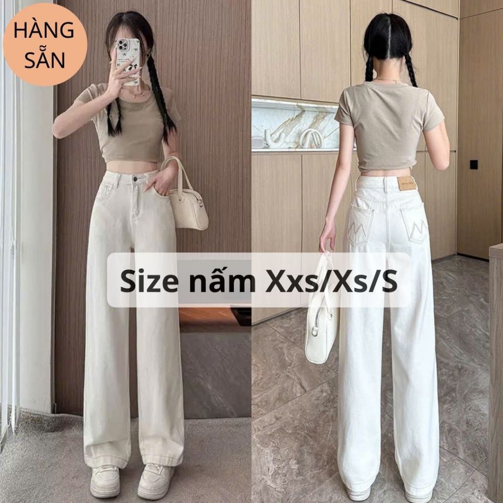 (Suông nấm lùn size xxs)Quần jean suông size nhỏ eo từ 58, Size Xxs, Xs, S - Mã J121