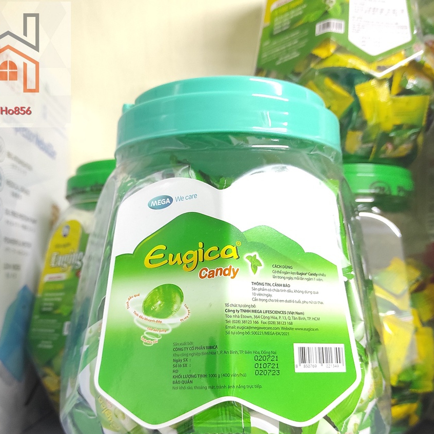 Viên Kẹo Ngậm Eugica Candy - Lọ 400 viên Giảm ho, viêm họng, đau họng, khản tiếng, rát cổ Mega We Ca