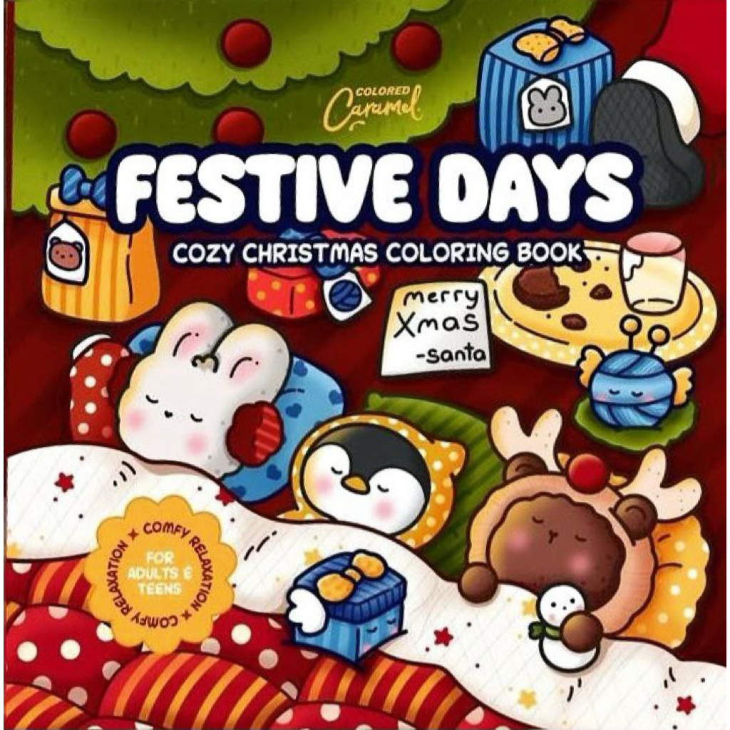 (40 tranh) Quyển tô màu Giáng Sinh 2025 "FESTIVE DAYS" giấy dày 180gsm