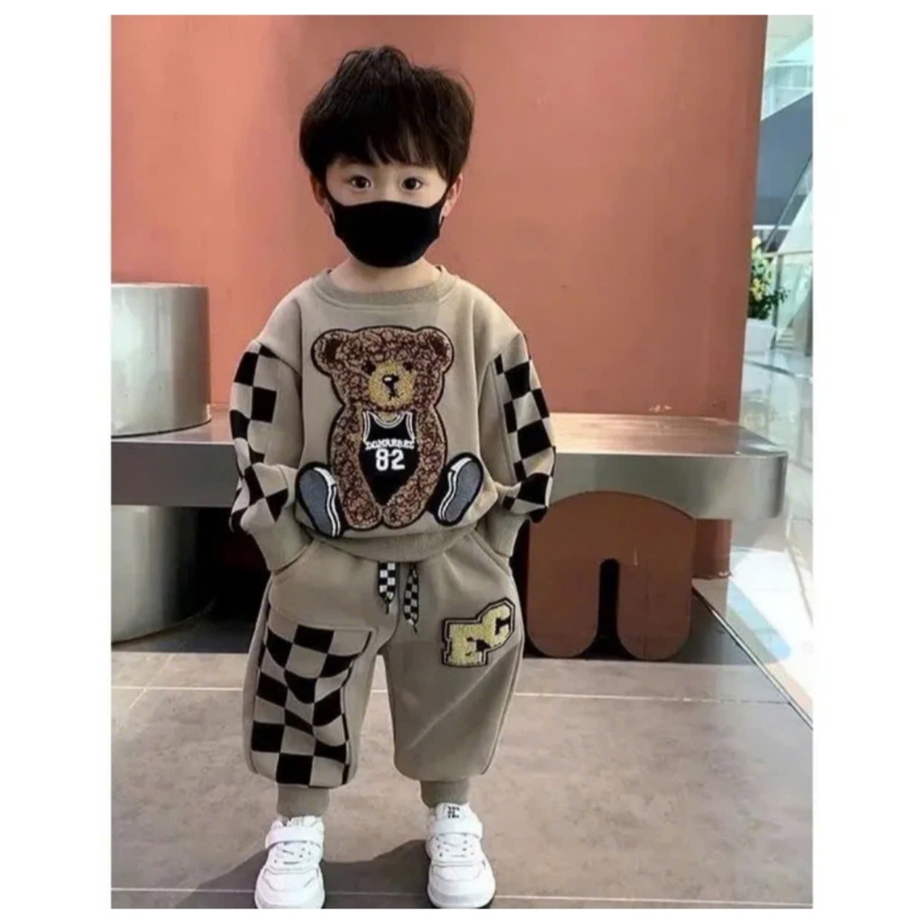 Đồ bộ thu đông cho bé trai 4-10 tuổi , set dài tay bé trai 8-25 kg , bộ quần áo thu đông mẫu  NỈ GẤU