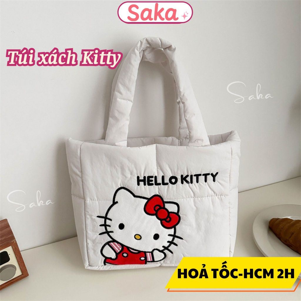 Túi Xách Hello Kitty- Túi Đeo Vai Kitty Chất Liệu Vải Mềm, In Hình Hoạt Hình Dễ Thương Dùng Đi Học Đ