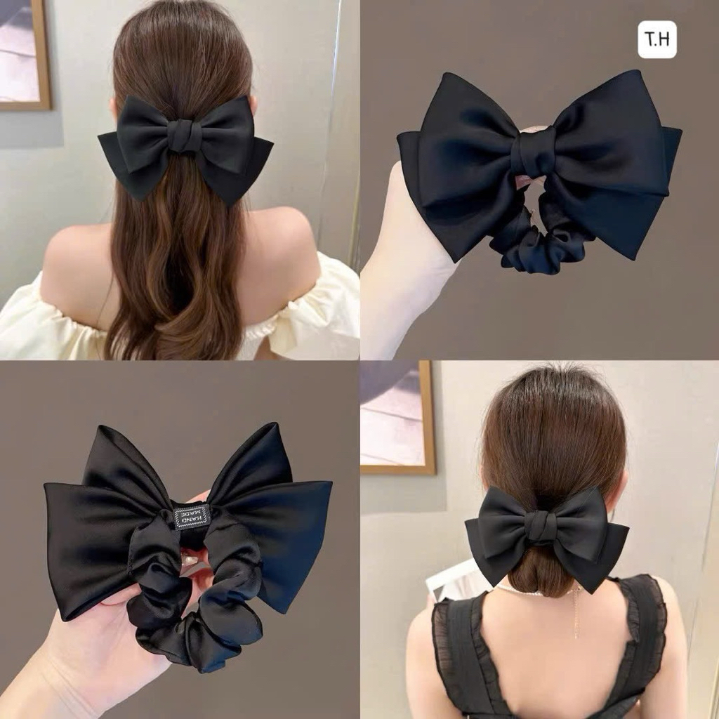 Dây buộc tóc nơ lụa cỡ lớn, dây buộc tóc nơ satin, kẹp tóc nơ tiểu thư cô gái xinh yêu ngọt ngào