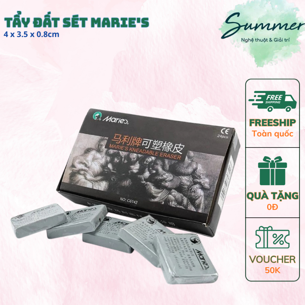 Tẩy Đất Sét Kneaded Eraser Marie’s Chuyên Tẩy Than Chì Phấn Tiên Nhào Nặn Mềm Không Vụn – Họa cụ Summer