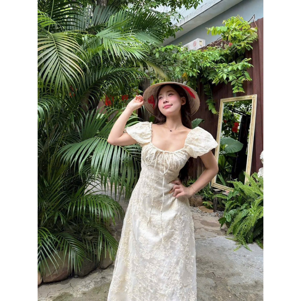 [BÈO BÉO BIGSIZE ] VÁY THIẾT KẾ MIDI NUDE REN HOA NỔI DÁNG XOÈ FORM BIGSIZE 60-90KG | BigBuy360 - bigbuy360.vn