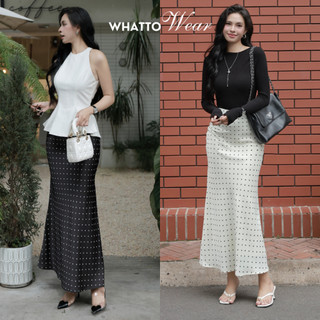  Chân váy lụa dài 85cm may 2 lớp có lót lụa dáng suông sang trọng - Whattowear 