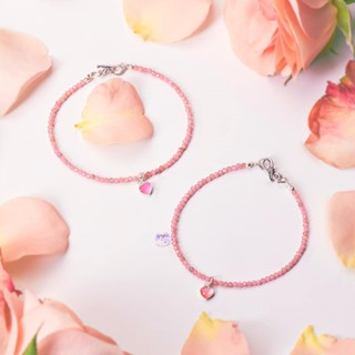  Vòng Tay Đá Đào Hoa Mini Thô Thiên Nhiên Charm Bạc 925 Tình Duyên SP005548 Gypsy.lala 