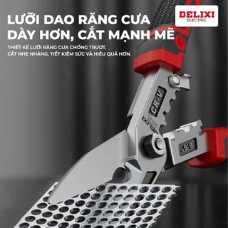  Kéo Cắt Đa Năng DELIXI Thép CR-V 8.5 inch Cắt Dây Điện Tôn Thép Mỏng Kéo Chuẩn Công Nghiệp 