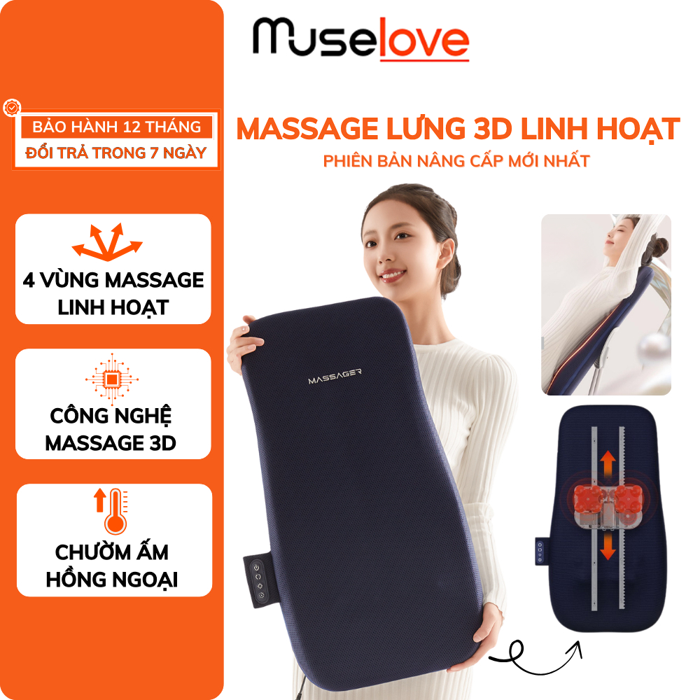 Máy Massage Lưng DELAX Mát Xa 3D Đa Điểm Linh Hoạt Chạy Dọc Lưng Cổ, Chườm Nóng Hồng Ngoại MSL04