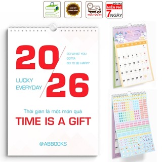 Lịch Lò Xo Treo Tường 2026 - Lucky Everyday ( Kèm Trang Sticker )