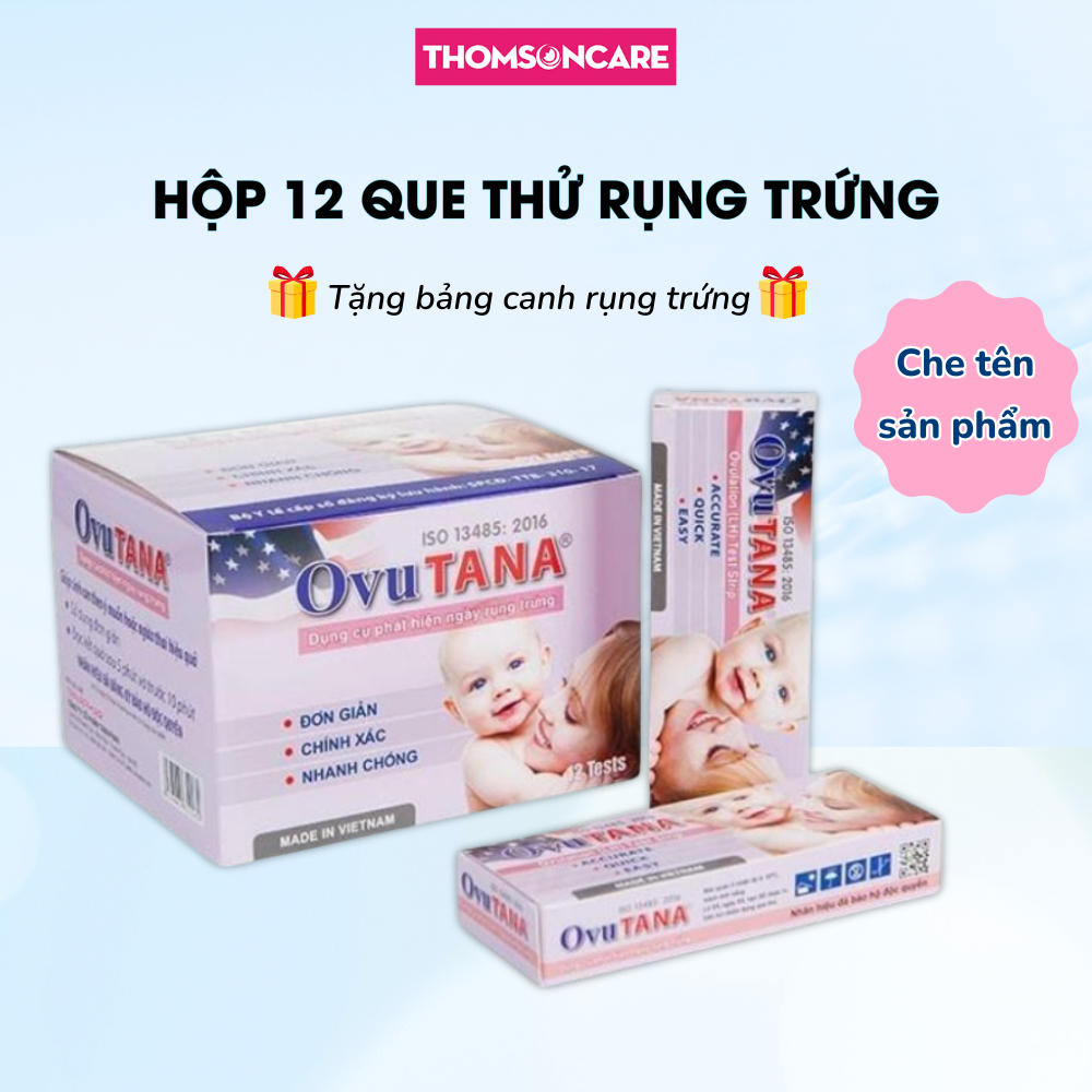 Hộp 12 Que canh rụng trứng OVUTANA (tặng bảng canh rụng trứng), test thử trứng Ovu tana nhanh, tìm thời điểm trứng rụng