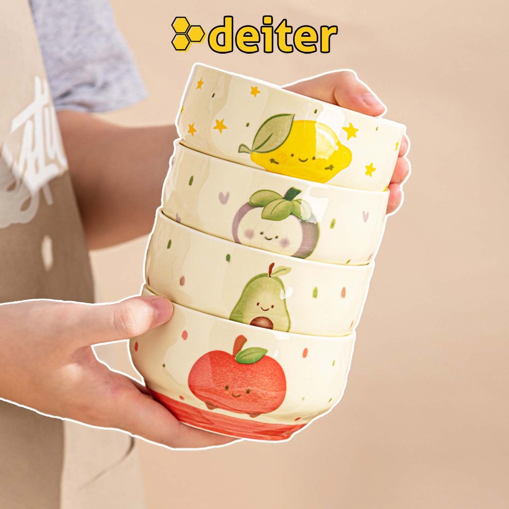 [Set 4 Bát] Bát Sứ Hoa Quả DEITER Sứ Cao Cấp Làm Quà Tặng 4 Màu Tráng Men Siêu Đẹp DT251001501