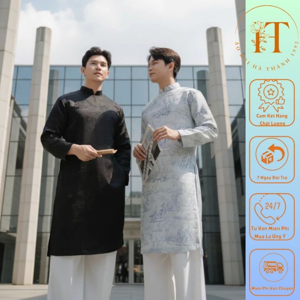 Áo Dài Nam- Áo dài cách tân vải Gấm họa tiết cao cấp mặc lễ tết, sự kiện, chụp ảnh [KHÔNG KÈM QUẦN]
