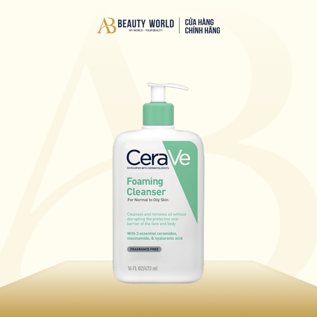 Sữa Rửa Mặt Làm Sạch Sâu Cho Da Dầu Cerave Foam Cleanser AB Beauty World Sản Phẩm Chính Hãng