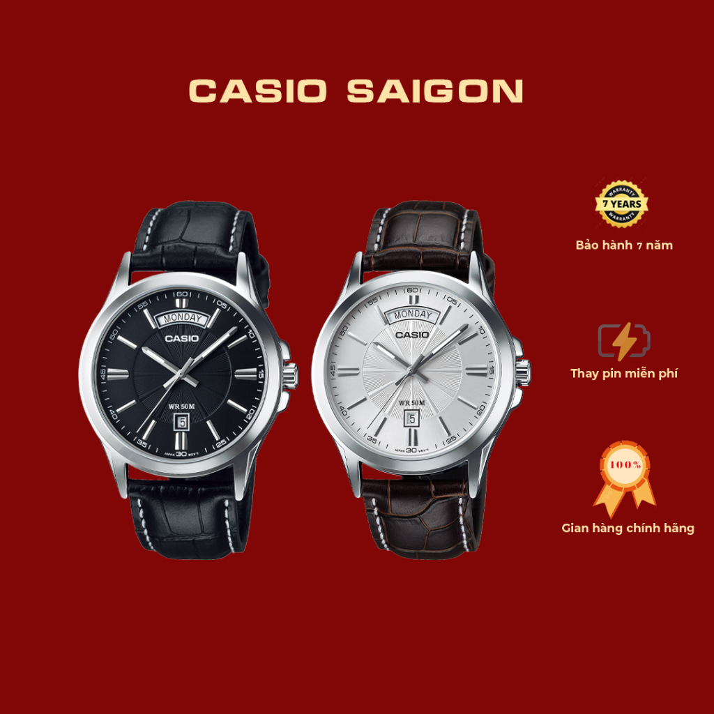 (Chính Hãng) Đồng Hồ Casio MTP-1381D Dây Da Size 40mm - Bảo Hành 7 Năm