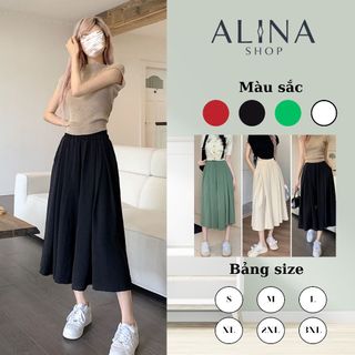   GIÁ TẬN XƯỞNG Quần váy lửng cạp cao có bigsize,quần ống rộng 50cm,quần giả váy ống rộng qua gối Q1 